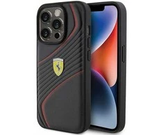 Ferrari FEHCP15LPTWK Apple iPhone 15 Pro 6.1″ juodos spalvos kietas dėklas Twist Metal Logo