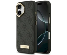 Guess 4G Logo Plate MagSafe dėklas skirtas Apple iPhone 17 juodos spalvos