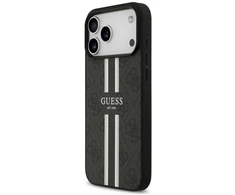 GUESS dėklas, skirtas IPHONE 17 Pro Max, suderinamas su MagSafe GUHMP17XP4RPSK (4G spausdintos juostelės), juodas