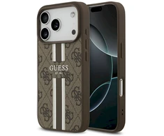 GUESS dėklas, skirtas IPHONE 17 Pro, suderinamas su MagSafe GUHMP17LP4RPSW (4G spausdintos juostelės), rudas
