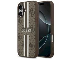 „Guess 4G“ dryžuotas „MagSafe“ dėklas, skirtas „iPhone 17“ – ruda