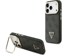 Dėklas Guess 4G PU Triangle Logo & Stand Camera Magsafe iPhone 17 Pro juodos spalvos