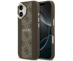 GUESS dėklas, skirtas IPHONE 17, suderinamas su MagSafe GUHMP17SPG4SEMCW (PU su 4G juostele), ruda