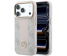 Dėklas Guess Case for IPHONE 18 Pro/17 Pro compatible with MagSafe (Stripe Round and Classic Logos 4G) pink