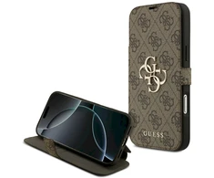 Dėklas Guess Book 4G Metal Logo Case, skirta iPhone 18 Pro Max / 17 Pro Max - Ruda