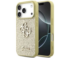 Guess Fixed Glitter Big 4G dėklas skirtas iPhone 17 Pro auksinis