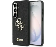 Dėklas Guess, fiksuotas blizgučiais, didelis 4G metalinis logotipas, skirtas „Samsung Galaxy S26“, juodas