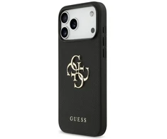 Original dėklas GUESS Grained Big 4G & Classic Logo skirtas iPhone 17 Pro Max juodos spalvos