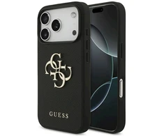 Original dėklas GUESS Grained Big 4G & Classic Logo skirtas iPhone 17 Pro juodos spalvos