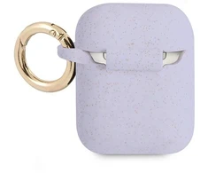 Dėklas Guess GUA2SGGEU „AirPods“ dangtelis yra purpurinis / violetinis silikono blizgesys