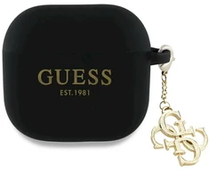 Guess GUA4LECG4K AirPods 4 dėklas juodos spalvos Silicone 4G Charm