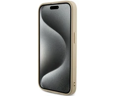 Dėklas GUESS GUHCP15LPSAIRD IPHONE 15 PRO 6.1 "GOLD / GOLD HARDCASE SAFFIANO IRIDESCENT SCRIPT