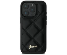Guess Quilted Metal Logo Apple iPhone 16 Plus - dėklas telefonui juodos spalvos