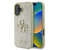 GUESS dėklas skirtas Apple iPhone 16 GUHCP16SHG4SGD (Fixed Glitter Big 4G) aukso spalvos