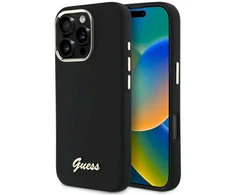 Dėklas Guess GUHCP16XSMBSLK Apple iPhone 16 Pro Max 6.9" juodos spalvos hardcase Silicone Script Metal Logo &amp; Frame