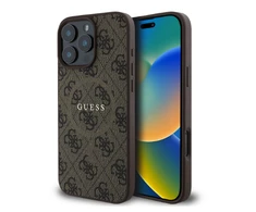 Guess 4G Ring Classic Logo MagSafe Apple iPhone 16 Pro – dėklas telefonui rudos spalvos