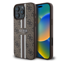 Guess 4G Printed Stripes MagSafe Apple iPhone 16 Pro Max - dėklas telefonui rudos spalvos