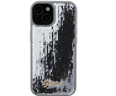 Apple iPhone 15 Pro Max Guess dėklas Sequin Script Metal (GUHCP15XPSFDGSS) sidabrinės spalvos