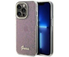 Apple iPhone 15 Pro Max Guess dėklas IML Faceted Mirror Disco Iridescent (GUHCP15XHDECMP) rožinės spalvos