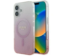 Guess GUHMP16SHGRCELP Apple iPhone 16 6.1″ rožinės spalvos kietas dėklas IML Glitter Gradient MagSafe