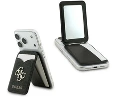Dėklas „Guess PU 4G Mirror MagSafe“ kortelių lizdo stovas Juodas