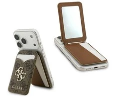 Dėklas „Guess PU 4G Mirror MagSafe“ kortelių stovas, rudas