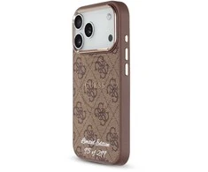 Guess PU 4G MagSafe Strap Limited Edition of 299 dėklas skirtas Apple iPhone 17 Pro rudos spalvos