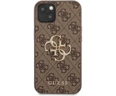 Guess PU 4G metalinis logotipo dėklas, skirtas iPhone 13 Brown