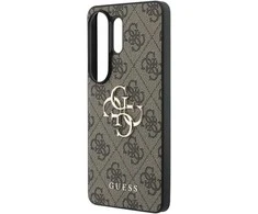 Guess PU 4G Metal Logo dėklas skirtas Samsung Galaxy S26 Ultra rudos spalvos