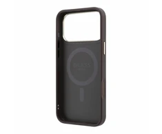 Guess PU 4G Ring Stand MagSafe dėklas skirtas iPhone 18 Pro Max rudos spalvos