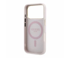 Guess PU 4G Ring Stand MagSafe dėklas skirtas iPhone 18 Pro rožinės spalvos