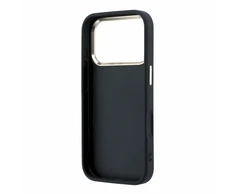 Guess PU 4G Strass Metal Logo dėklas skirtas iPhone 18 Pro juodos spalvos