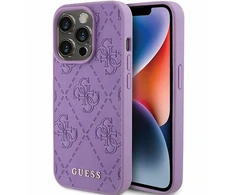 Apple iPhone 15 Pro Guess dėklas odinis 4G Stamped (GUHCP15LP4EPMU) violetinės spalvos