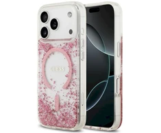 Dėklas Guess Resin Bottom Glitter MagSafe Case for iPhone 18 Pro / 17 Pro - Rožinė