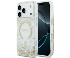 Dėklas Guess Resin Bottom Glitter MagSafe Case, skirta iPhone 18 Pro / 17 Pro - auksinė