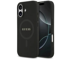 Guess Saffiano Classic Logo MagSafe dėklas Apple iPhone 17 juodos spalvos