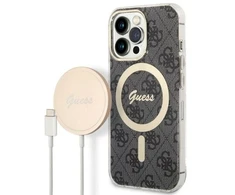 Apple iPhone 13 PRO Guess dėklas 4G Print MagSafe + Belaidis Įkroviklis (GUBPP13XH4EACSK) juodos spalvos