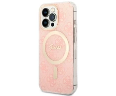 Apple iPhone 13 Pro Guess dėklas 4G Print MagSafe + Belaidis Įkroviklis (GUBPP12MH4EACSK) rožinės spalvos