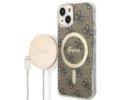 „Guess“ GUBPP14SH4EACSW dėklas + įkroviklis, „iPhone 14 6.1“ ratukas / kietas dėklas su ratuku, 4G, „MagSafe“ spausdinimas