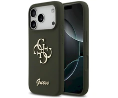 Guess Silicone Big 4G Script dėklas, skirtas iPhone 17 Pro Max, chaki