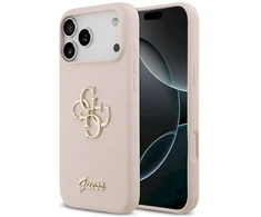 Guess Silicone Big 4G Script Dėklas Apple iPhone 17 Pro Max rožinės spalvos