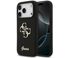 Guess Silicone Big 4G Script dėklas skirtas iPhone 17 Pro juodos spalvos