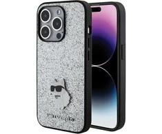 Karl Lagerfeld KLHCP15XGCNPSG Apple iPhone 15 Pro Max 6.7″ sidabrinis kietas dėklas Fixed Glitter Choupette