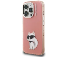 Dėklas Karl Lagerfeld IML Aquarelle Choupette &amp; Logo Case for iPhone 16 Pro Max - Rožinė
