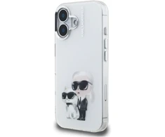 Karl Lagerfeld IML Aquarelle Karl &amp; Choupette &amp; Logo iPhone 16 dėklas - Baltas