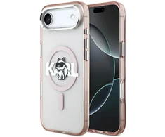 Karl Lagerfeld IML Choupette Sketch Logo MagSafe dėklas Apple iPhone Air rožinės spalvos