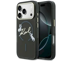 Dėklas Karl Lagerfeld IML Choupettes Karl Script Logo MagSafe Case for iPhone 17 Pro - Juodas