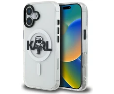 „Karl Lagerfeld IML Karl Sketch Logo MagSafe“ dėklas, skirtas „iPhone 16“ – skaidrus