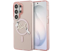 Karl Lagerfeld IML Choupette Karl Script Logo Magnetic dėklas skirtas Samsung Galaxy S26 Ultra Rožinė