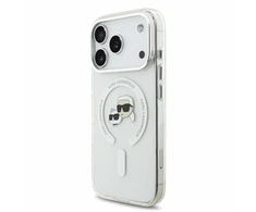 Karl Lagerfeld IML K&CH Heads Metal Frame MagSafe dėklas iPhone 18 Pro baltas